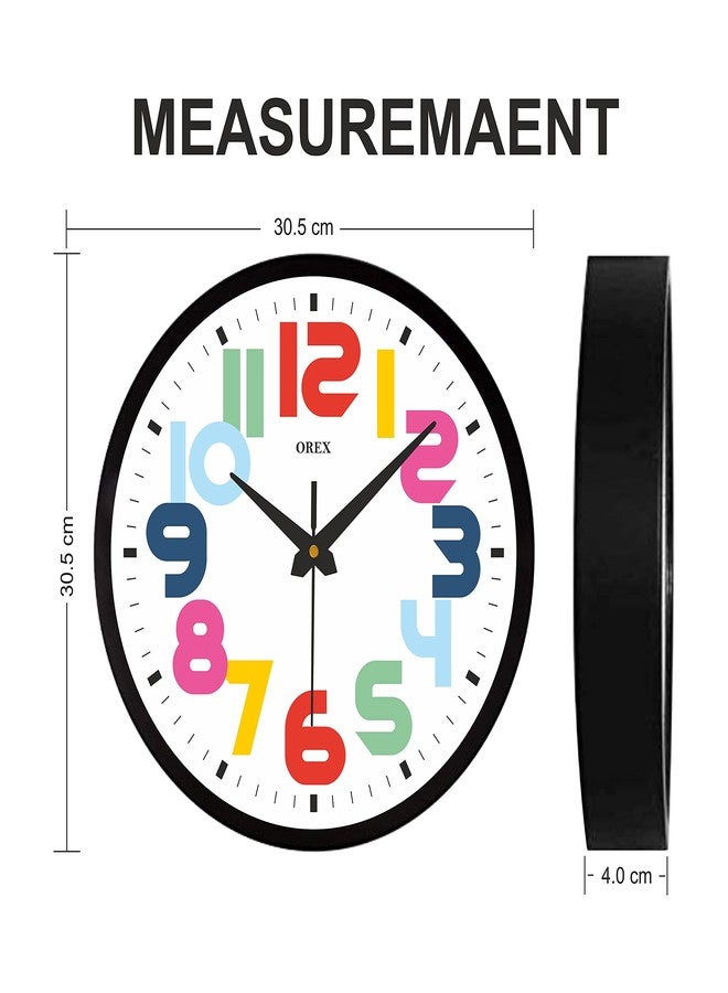 OREX Stylish Black Wall Clock - Colorful Design for Living Room, Bedroom, Kitchen, Office, Kids Room, and Shop Decor - Image 3